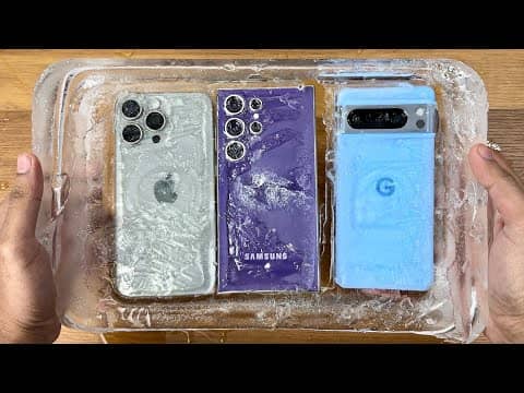 Samsung Galaxy S24 Ultra, Pixel 8 Pro та iPhone 15 Pro Max залили водою і заморозили: як відреагували флагмани