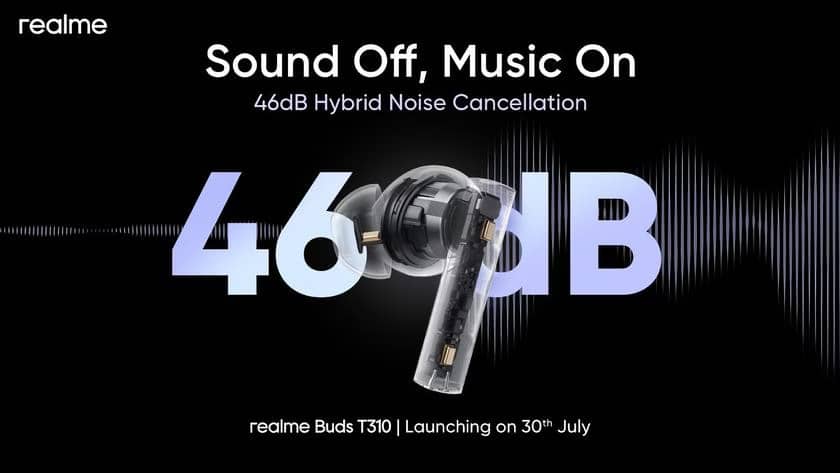 Realme Buds T310 з ANC, захистом IP55 та до 40 годин автономної роботи дебютує 30 липня