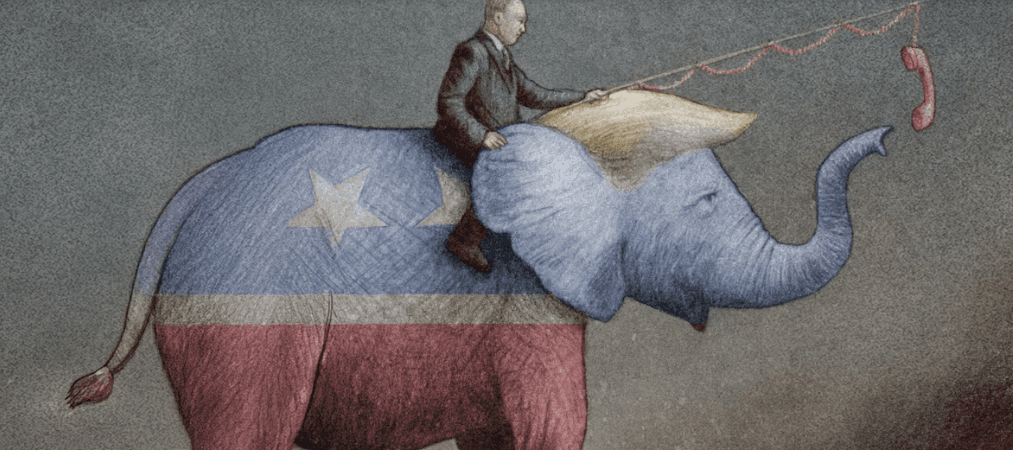 Путін осідлав слона, дивовижно схожого на Трампа – карикатура Wprost