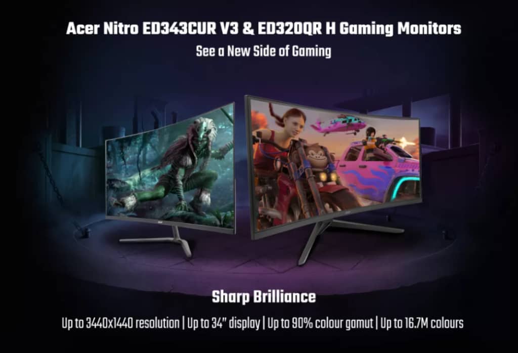 Монітори Acer Nitro ED343CUR V3 і ED320QR H 2K 180 Гц будуть представлені завтра