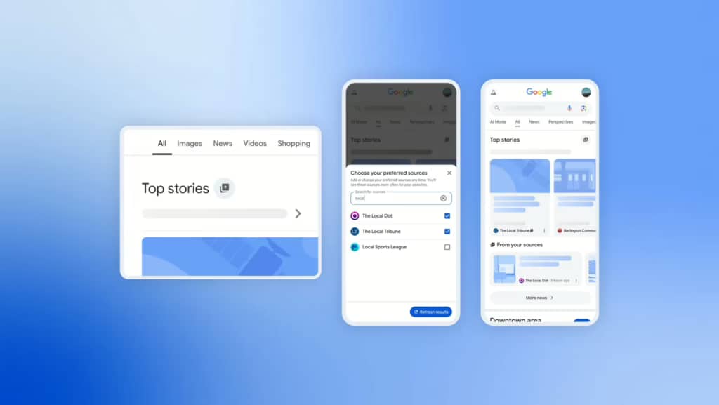 Google запускає нову функцію персоналізації контенту новин у пошуку