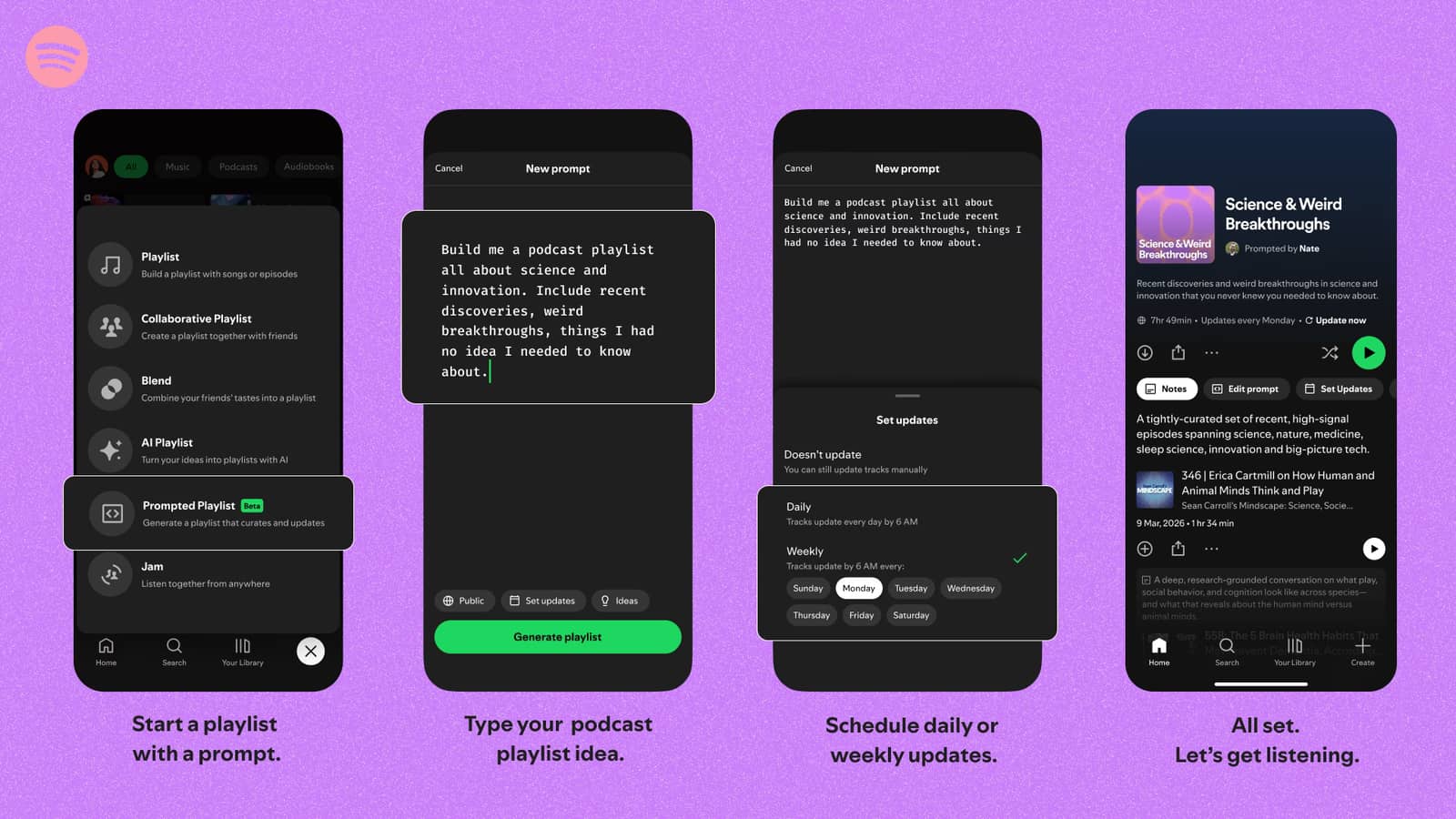 Spotify розширює функцію плейлистів з підказками для подкастів