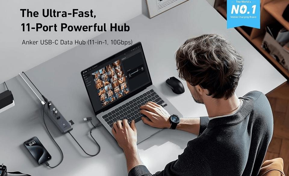 Anker анонсував хаб 11 в 1 з портами USB-C, слотом для карт пам’яті та вихідною потужністю до 100 Вт