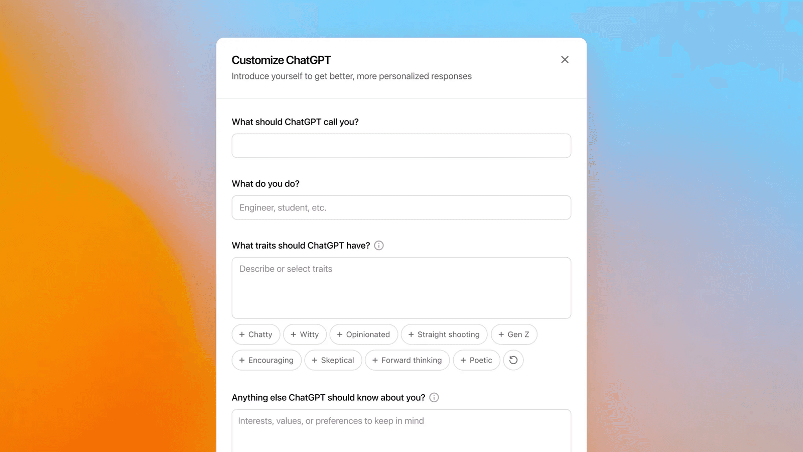 OpenAI представила новий інтерфейс для персоналізації ChatGPT