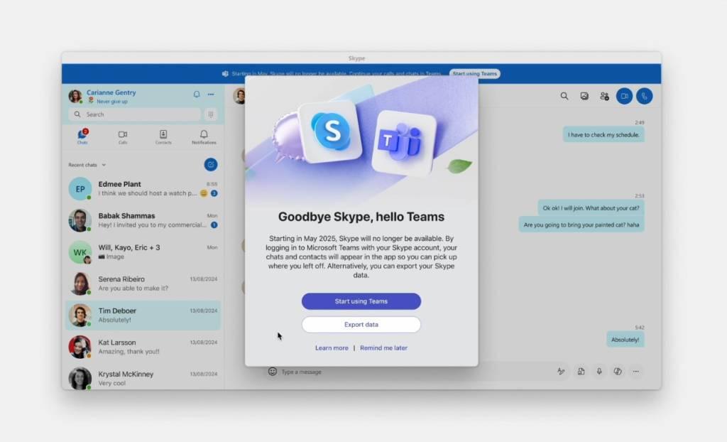 Microsoft закриває Skype 5 травня 2025 року: користувачів переводять на Teams