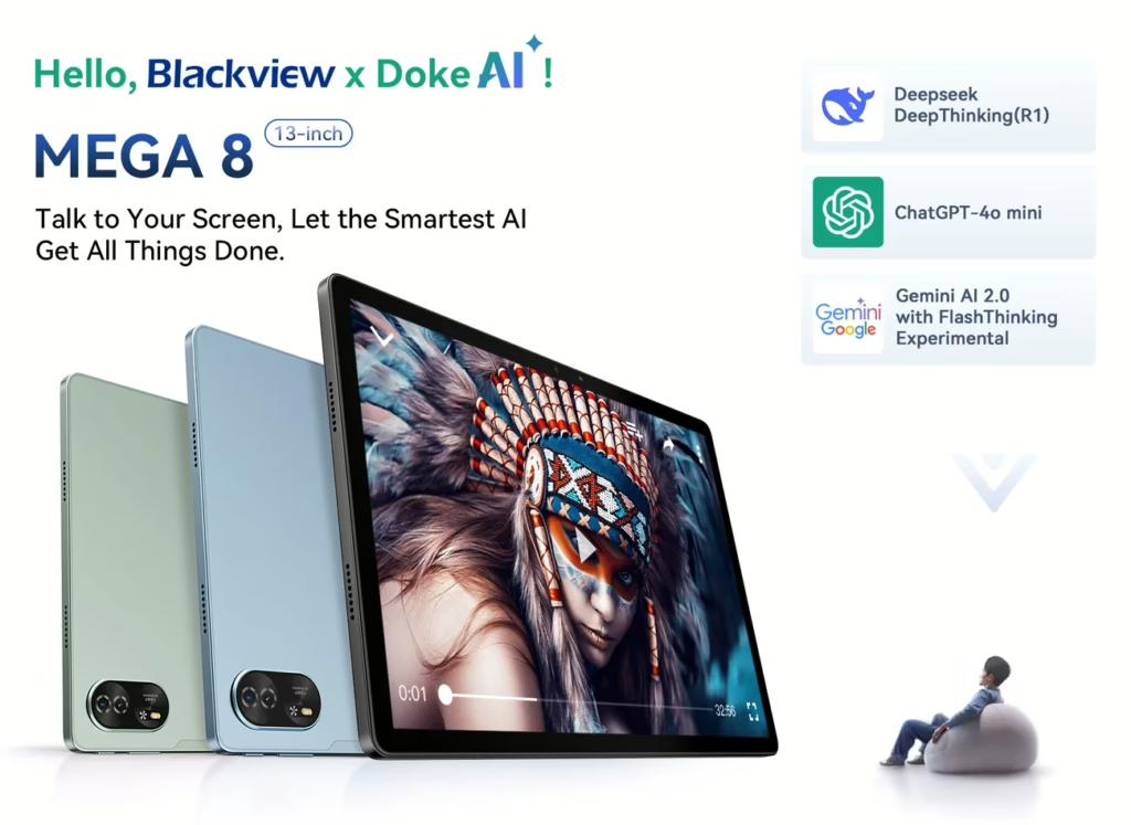 Світовий дебют Blackview MEGA 8: перший у світі 13-дюймовий флагманський AI-планшет
