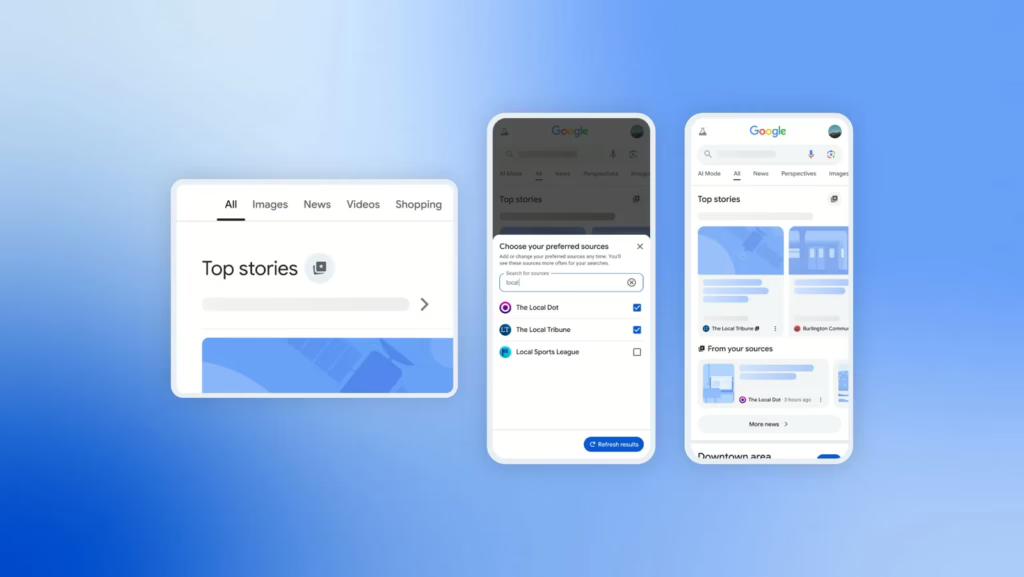 Google запускає нову функцію персоналізації контенту новин у пошуку