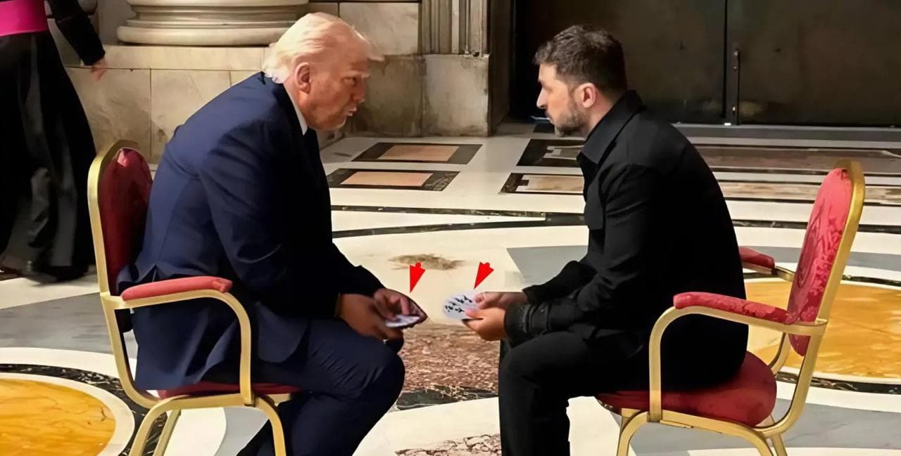 Має флеш-рояль: українців розсмішила зустріч Зеленського і Трампа у Римі (Фото)