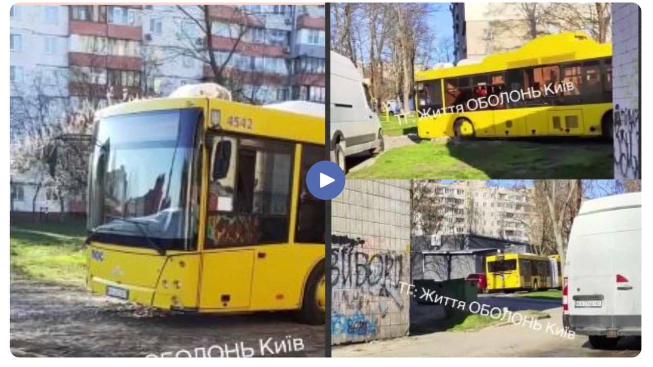 На Оболоні заблукав водій автобуса Київпастрансу: з пасажирами заїхав у двір