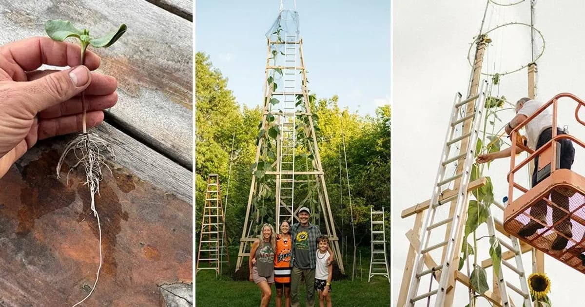 Заввишки з триповерховий будинок: українець виростив найвищий соняшник в історії (Фото)