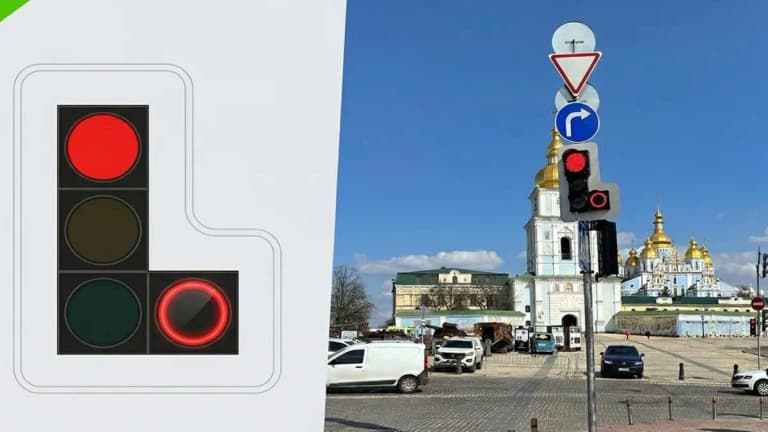 У Києві встановили перший світлофор із червоним колом заборони